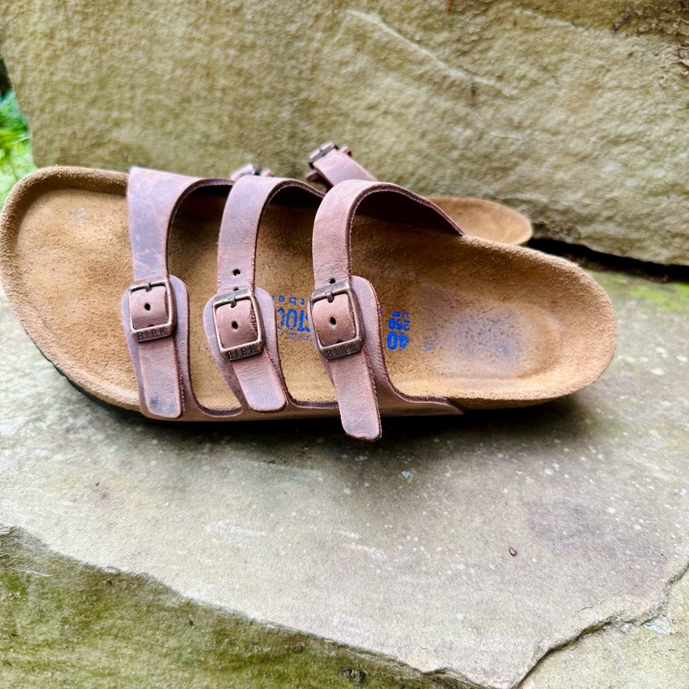 Birkenstock Brown Leather Buckle Sandals
